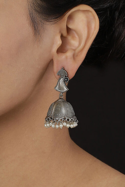 Silver Metal Brass Earrings image number 1