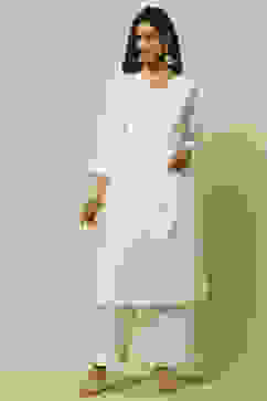 White Poly Georgette Embroidered Straight Kurta image number 5