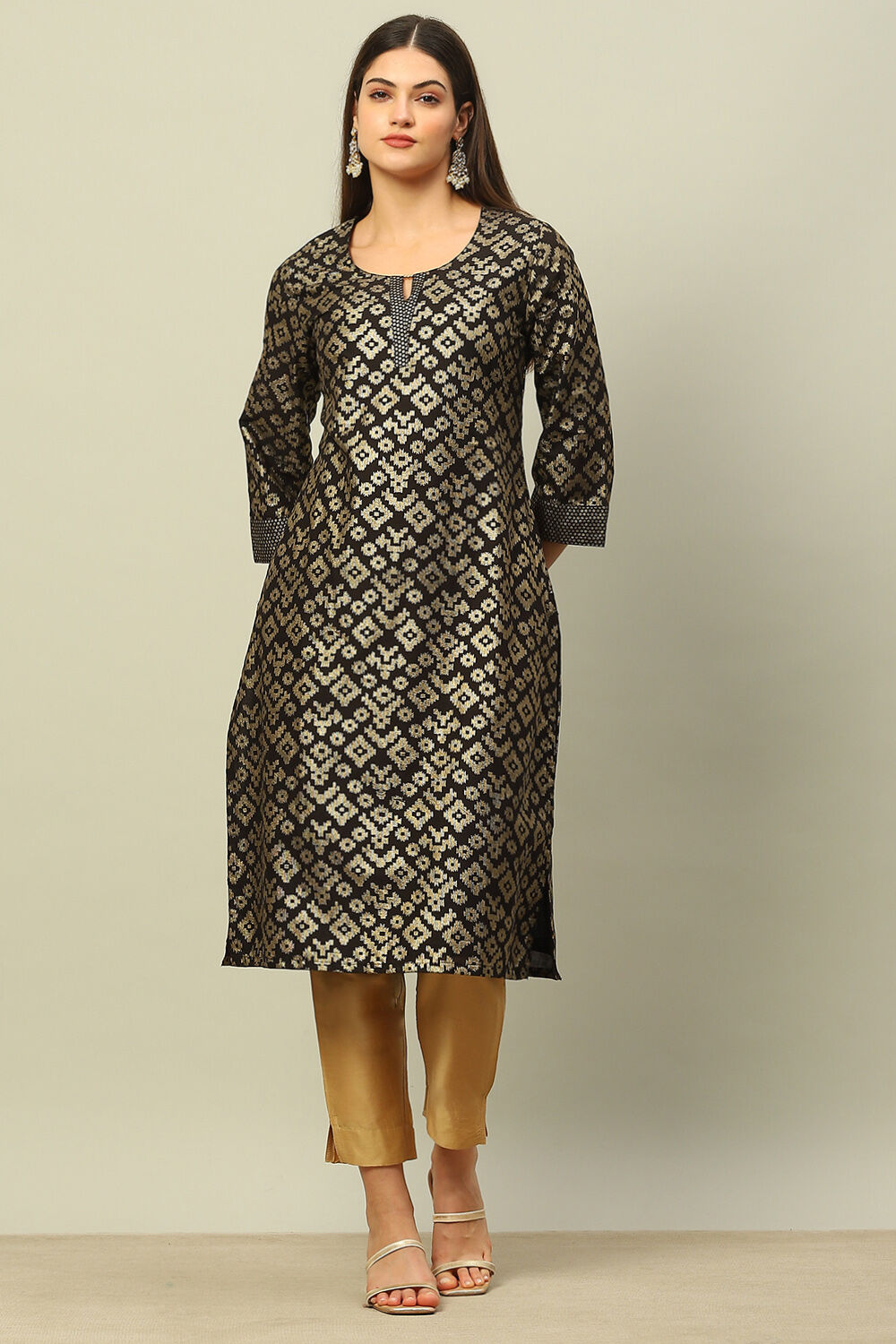 Maroon Cotton Printed Straight Kurta image number 0