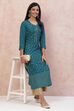 Dark Green Viscose Rayon Straight Kurta image number 0