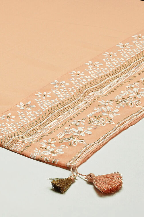 White Cotton Blend Woven Dupatta image number 1