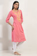 Coral Viscose Blend Straight Kurta image number 4