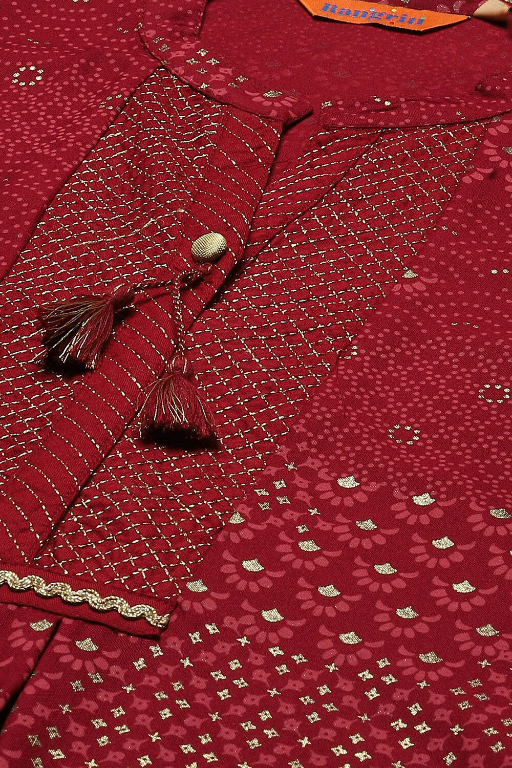 Red LIVA Straight Printed Kurta image number 1