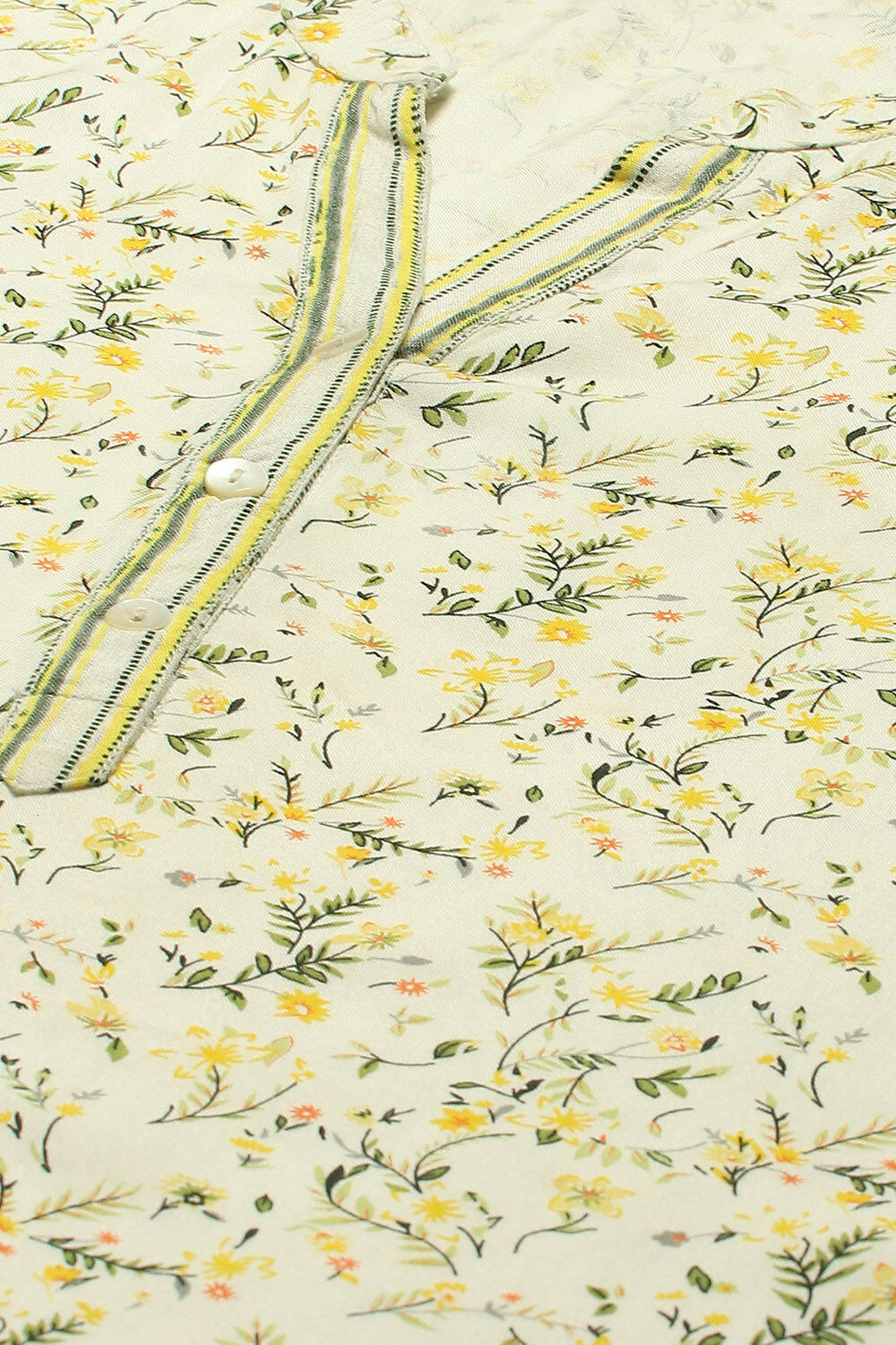 White Floral Printed Straight Kurta image number 1