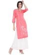 Peach Cotton Straight Kurta image number 3