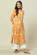 Orange LIVA Straight Kurta image number 3