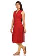 Red Straight Cotton Kurta image number 2