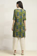 Olive Green Viscose Rayon Printed Straight Kurta image number 3