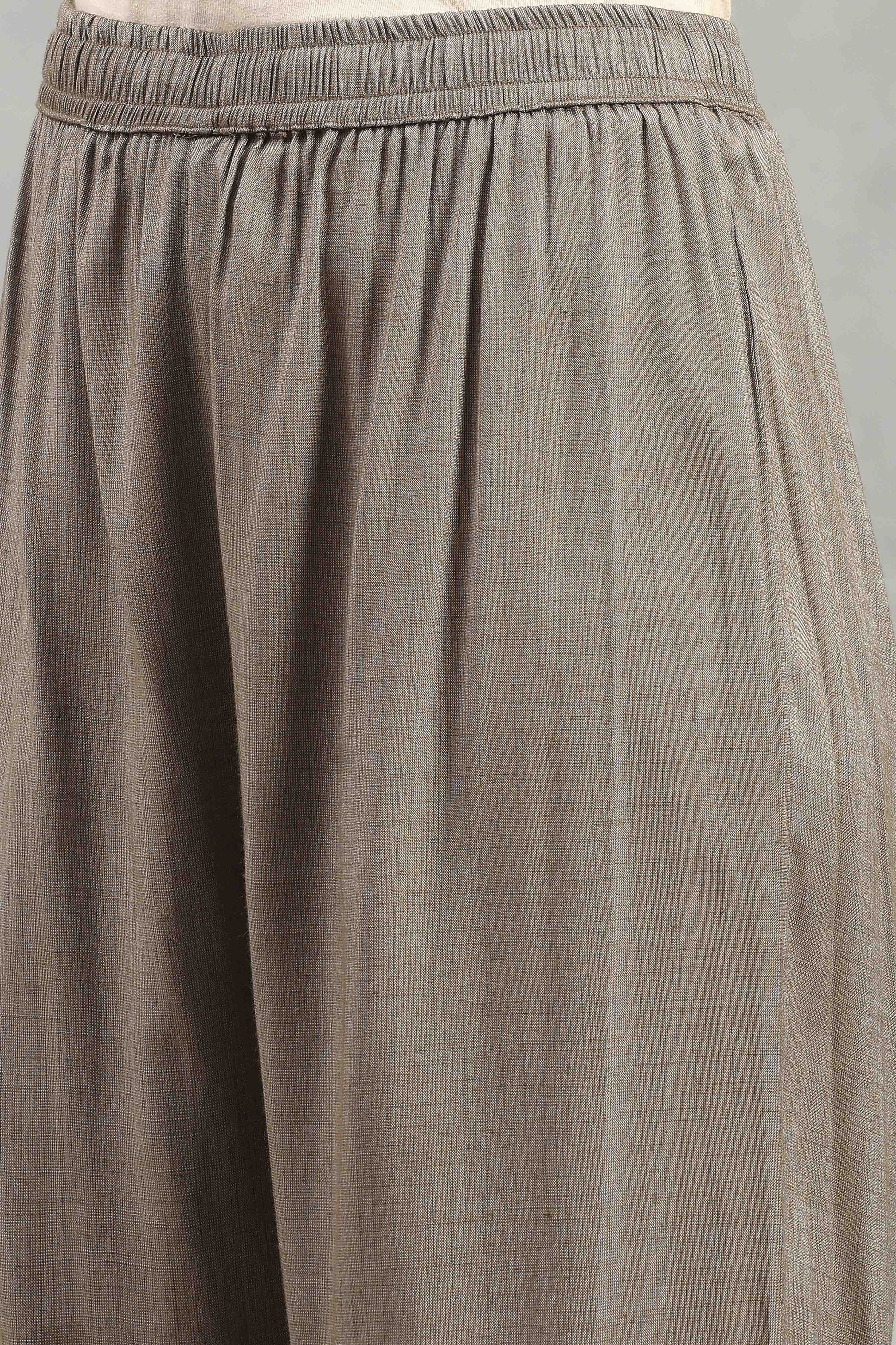 Grey Viscose Blend Printed A-Line Kurta Pants Set image number 2