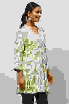 White Rayon Printed Straight Top image number 4