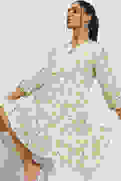 Olive Green Printed Tiered Dress image number 6