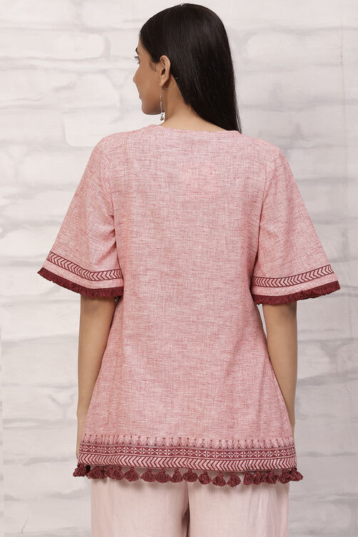 Red Art Silk Short Top image number 4