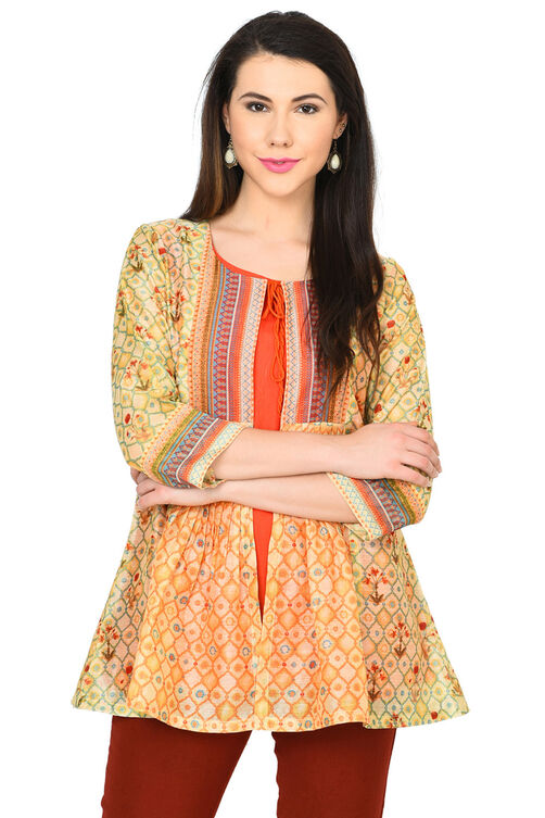 Orange Straight Polyester Indie Top image number 0