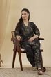 Black Viscose Blend Straight Printed Kurta Pants Set image number 0