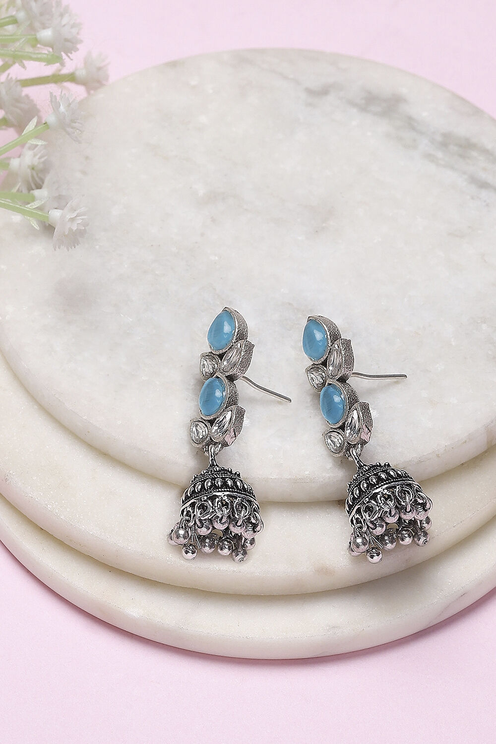 Blue Brass Jhumka image number 0