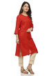 Red Straight Cotton Kurta image number 2