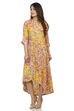 Yellow Flared Viscose Rayon Dress image number 3