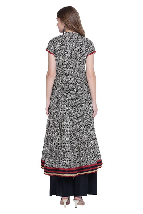 Rangriti Beige Kalidar Cotton Kurta image number 4
