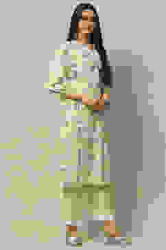 Olive Green Rayon Staight Kurta image number 4