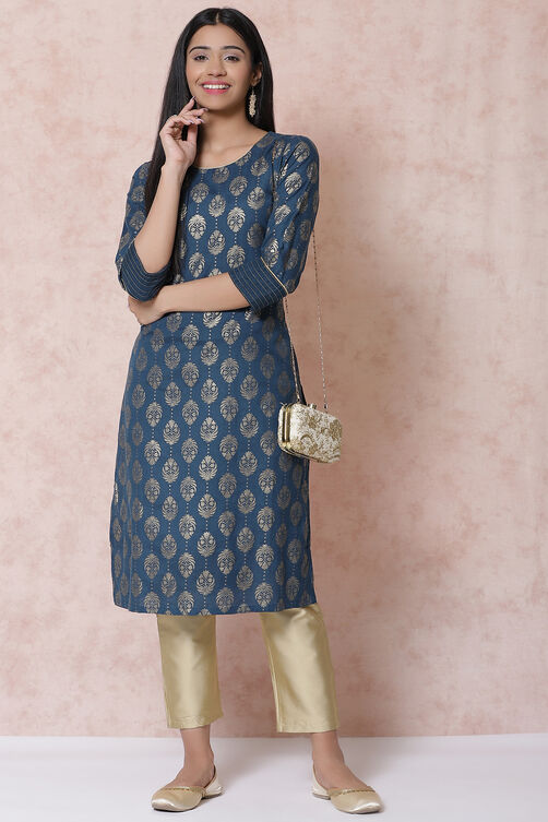 Olive Green Viscose Straight Kurta image number 0