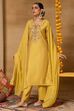 Yellow Viscose Blend Straight Solid Suit Set image number 4