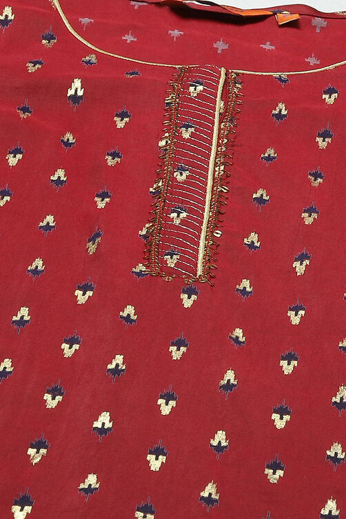 Maroon Viscose Straight Kurta image number 1
