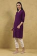 Purple Viscose Blend Solid Straight Kurta image number 5