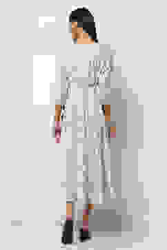 Off-White Cotton Printed Flared Dress image number 3