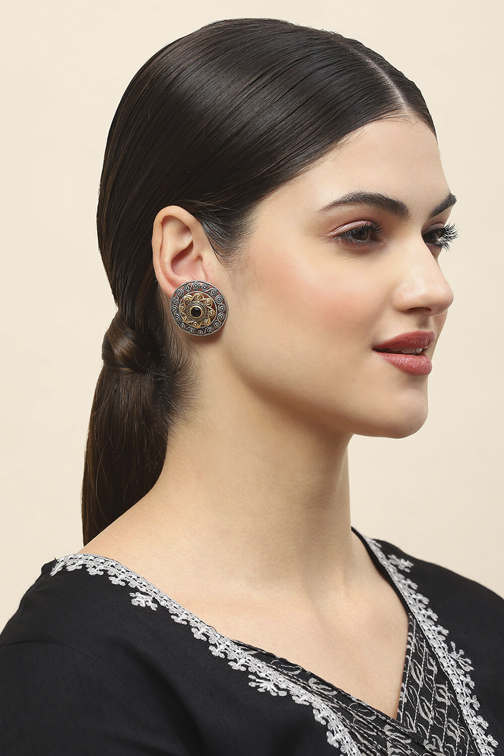 Oxid Gold Oxidised Alloy Earrings image number 3