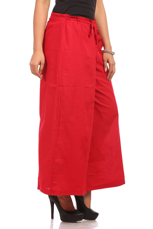 Red Asymmetric Cotton Palazzo image number 1