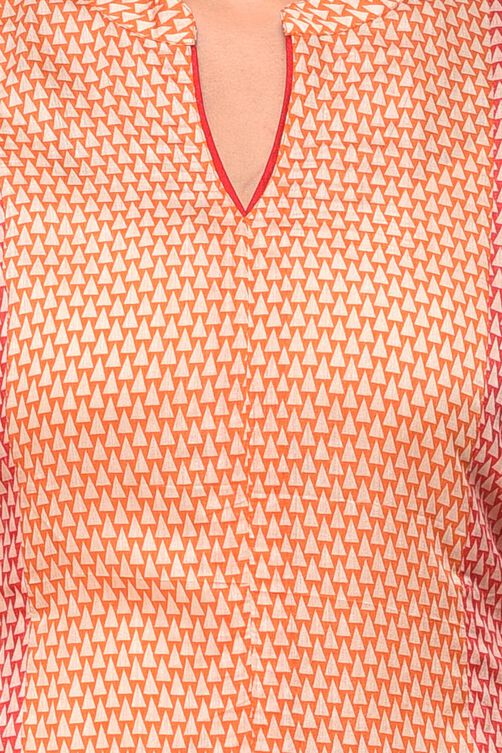 Red Straight Cotton Kurta image number 4