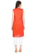 Pink & Orange Straight Polyester Kurta image number 4