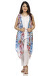 Off White & Blue Front Open Cotton Indie Top image number 0