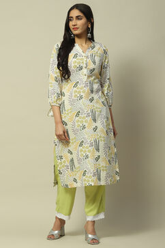 Olive Green Rayon Staight Kurta image number 5