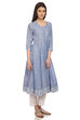 Blue Straight Cotton Kurta image number 3