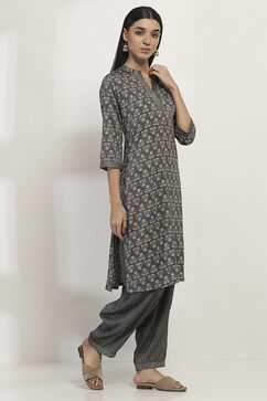 Navy Viscose Straight SET image number 5