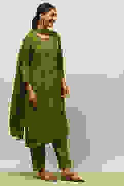 Green Printed Straight Suit Set image number 5