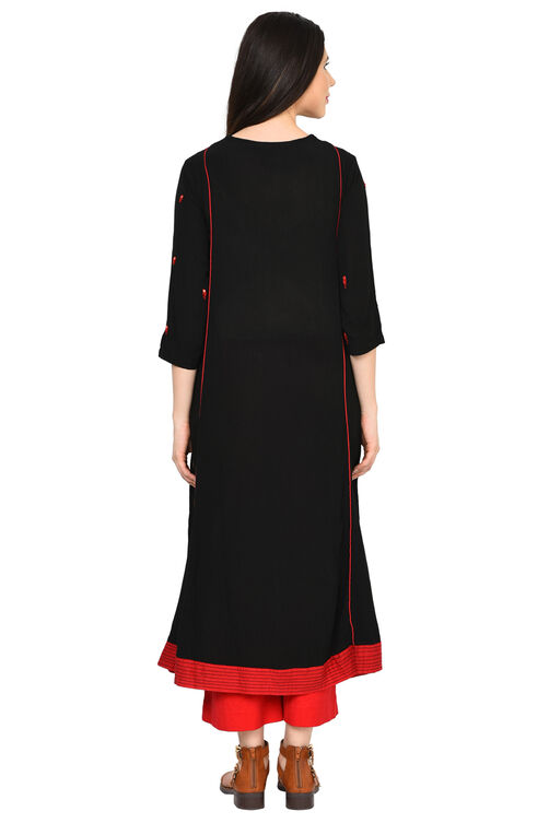 Black Kalidar Viscose Kurta image number 4