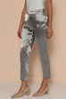Silver Polyester Slim Pants