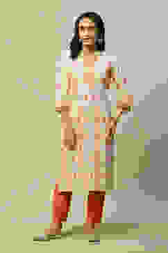 Off White LIVA Straight Printed Kurta image number 0