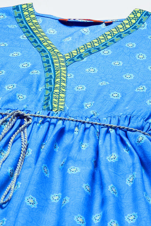 Blue Viscose Tiered Dress image number 1