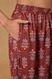 Red Polyester Straight Printed Suit Set image number 2