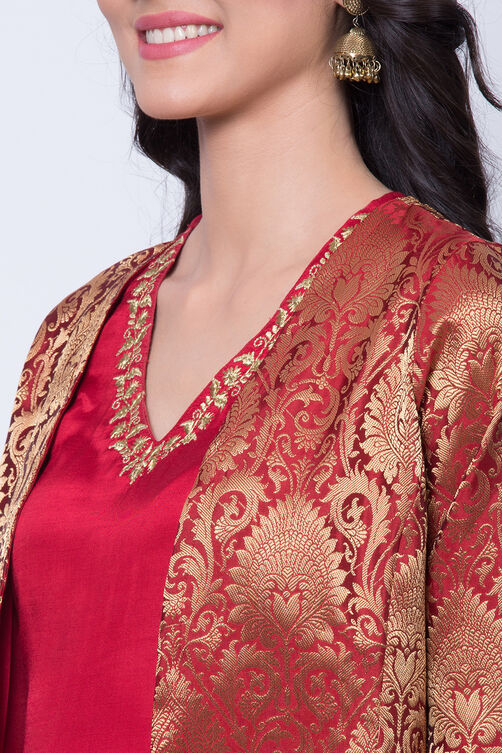 Yellow Polyester Viscose Straight Suit Set image number 1