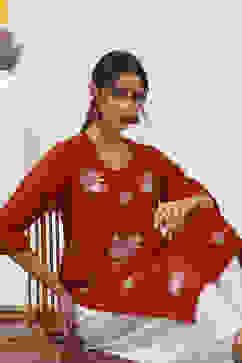 Brown Cotton Straight Kurtas image number 6