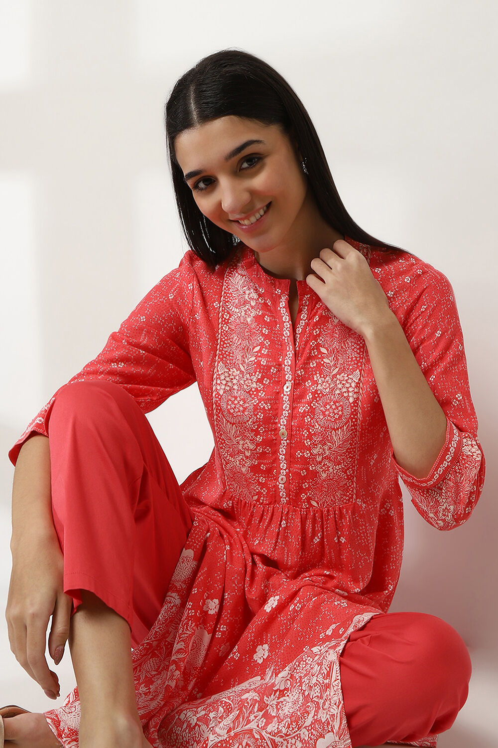 Coral Printed Straight Kurta image number 6