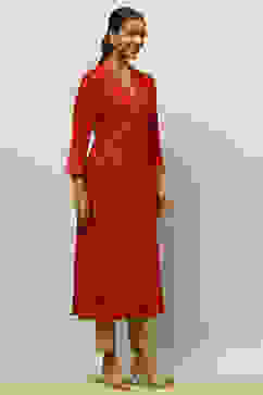 Magenta Printed A-line Kurta image number 4