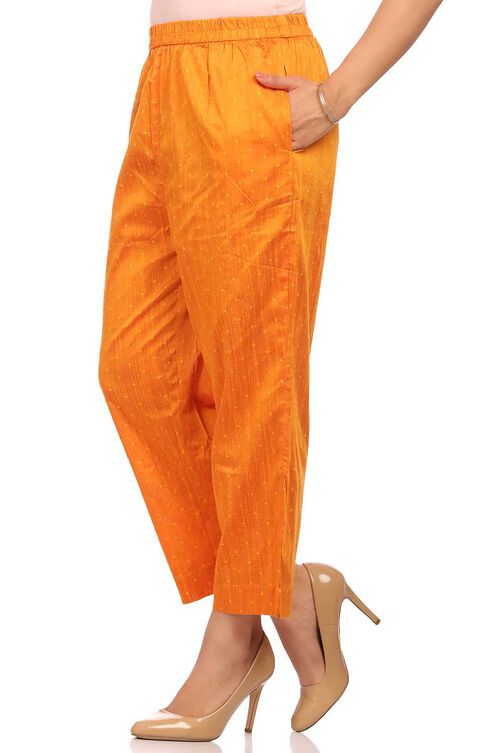 Orange Straight Viscose Slim Pants image number 1