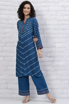 Indigo LIVA Straight Kurta image number 5