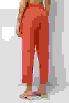 Coral Cotton Lycra Solid Regular Pants image number 4