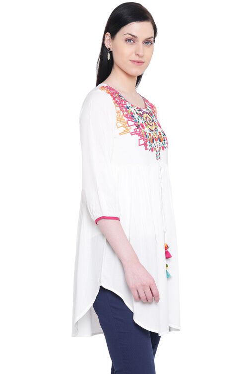 Ecru Rayon Front Open Indie Top image number 3